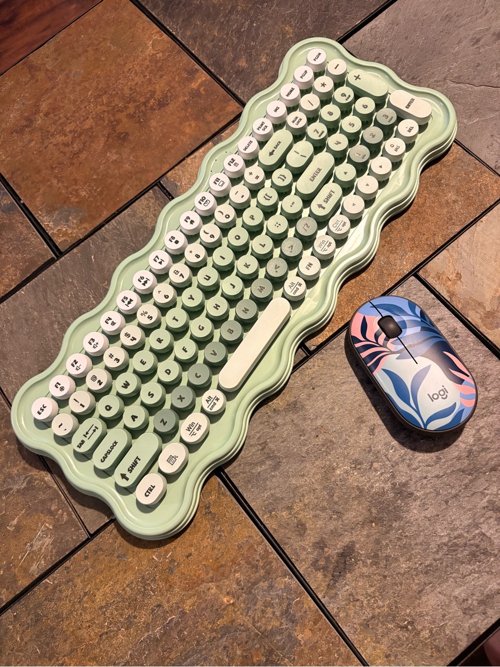Logitech Mint Green Retro Round-Key Wireless Keyboard